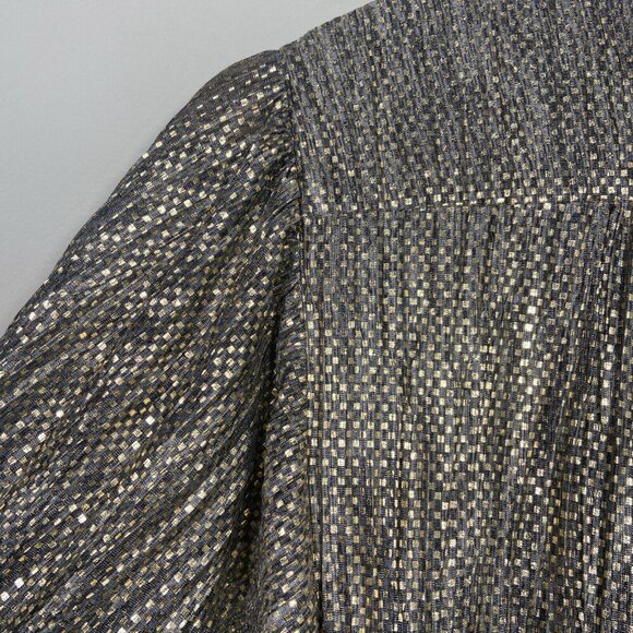 Anthropologie X Sabina Musayev Dress Size M Eugine Gold Gray Accordian Tie Date - Picture 6 of 13